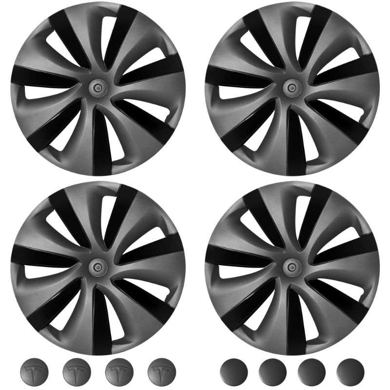 Photo 1 of Hubcaps Compatible with 2020 2021 2022 2023 Tesla Model Y 19 Inch Gemini Matte Black Wheel Cover Hub Cap