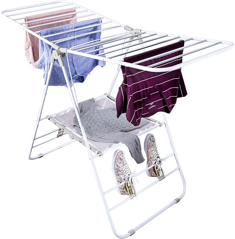 Photo 1 of Honey-Can-Do Heavy Duty Gullwing Drying Rack, White Metal
