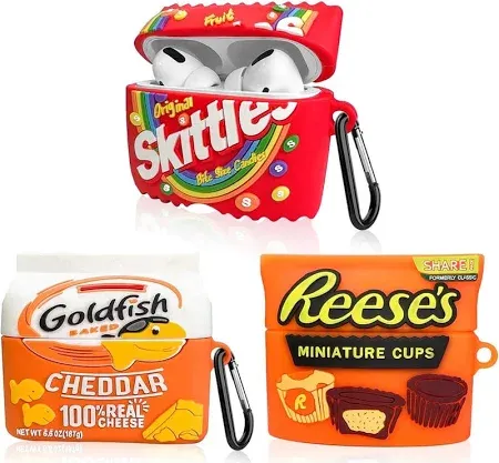 Photo 1 of Quoizel Snack Themed Apple AirPods Pro (1st Gen) Cases 3 Pack Skittles Goldfish Reese's 