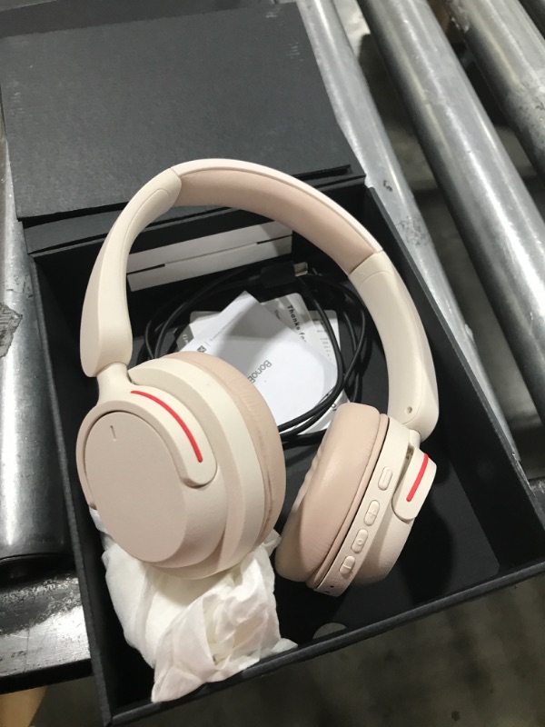 Photo 2 of Phiaton BonoBeats Lite Digital Hybrid Active Noise Cancelling Wireless Headphones Beige