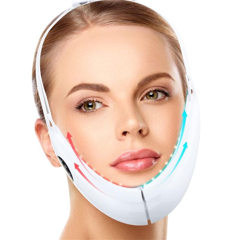 Photo 1 of Double Chin Reducer Face Lifting Machine, Intelligent Electric V- Face Shaping Massager, Microcurrent Facial Device Lifting Slimming V-Face-Lift Belt Beauty Instrument (White) 