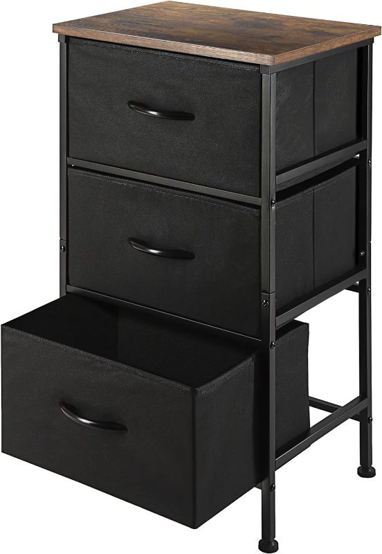 Photo 1 of  Tall Dresser Storage Drawers Stand with 3 Removable Fabric Drawers-Organizer Unit for Bedroom, Living Room, Storage Bins with Drawers