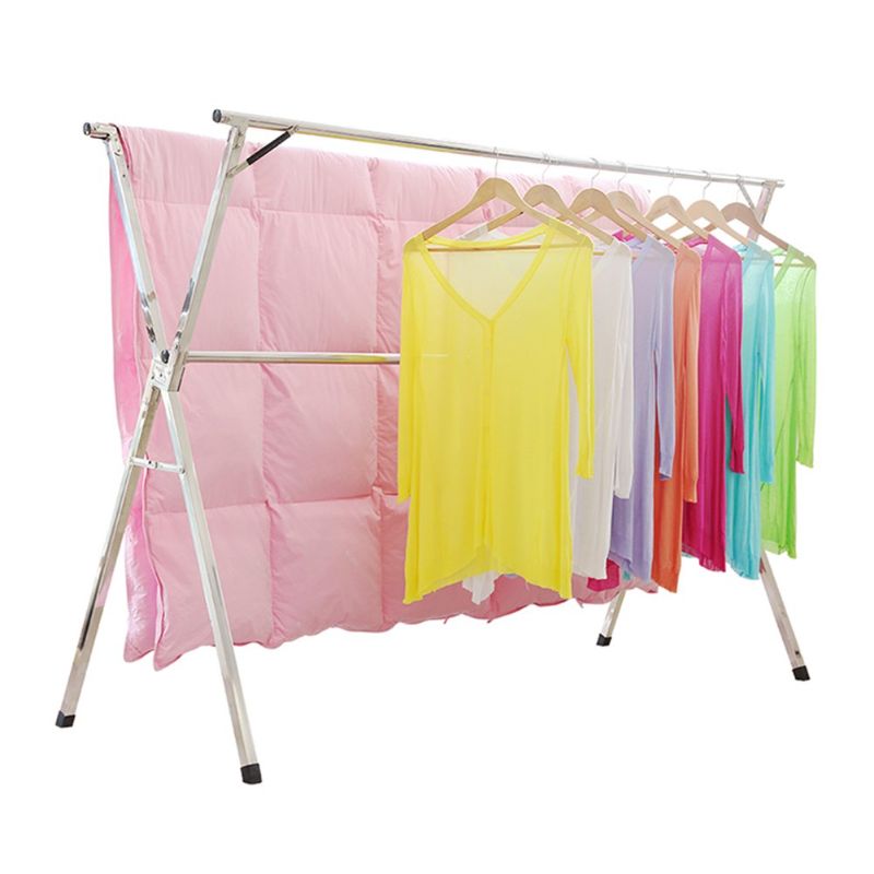 Photo 1 of SHAREWIN Clothes Drying Rack for Laundry, 59 Inches Stainless Steel Garment Rack Adjustable and Foldable Space Saving, Laundry Drying Rack for Indoor Outdoor Free Installed Hanger Rack Heavy Duty 59inch