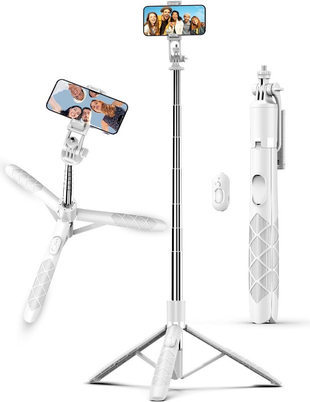 Photo 1 of 71" Cell Phone Selfie Stick Tripod, Smartphone Tripod Stand with Remote, Extendable Phone Tripod & Travel Tripod Compatible with iPhone 15/14/13 Pro Max Gopro Android DJI (White)

