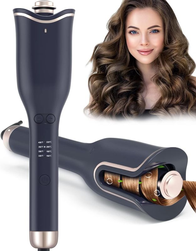 Photo 1 of Hair Curling Iron Automatic Curler: Automatic Curling Iron for Long Hair with 4 Temps & 3 Timer Settings & 1" Large Rotating Barrel, Automatic Hair Curling Wand with Dual Voltage, Auto Shut-Off 
