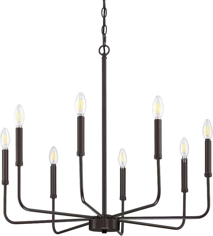 Photo 1 of 8 Light Rustic Industrial Iron Chandeliers Lighting Fixtures Oil Rubbed Bronze Finish Candle Hanging Chandeliers Light for Hallway,Living Room,Foyer,Bedroom,Office,Bar,Kitchen Island 