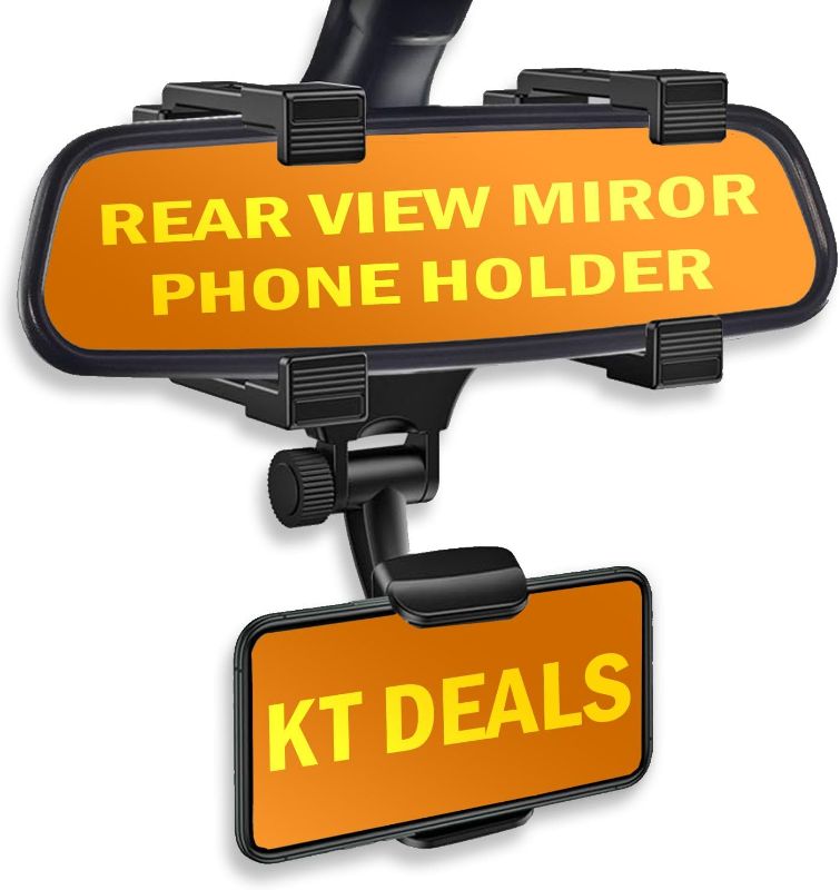 Photo 1 of KT Deals Rear View Mirror Phone Holder for Car Phone Mount Bracket Stand, Universal Cell-Phone Smartphone Rearview Cradle, Suitable for iPhone and Smartphones (Mount) 