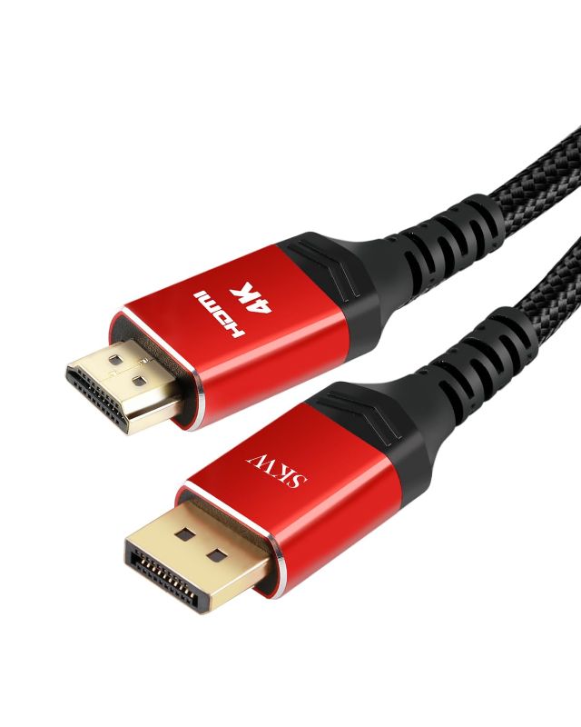 Photo 1 of SKW DisplayPort to HDMI Cable 9.9ft, 4K 30Hz DP to HDMI Cable, High Speed Display Port Cable UHD Monitor Cord, Unidirectional Male Braided Cord for DELL/HP/Samsung/TV/PC/Laptop/More