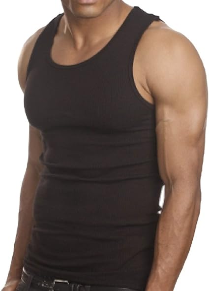 Photo 1 of 3Pc Cotton Mens A-Shirt Ribbed Tank Top Black L Sports Gym Clothing Medium
