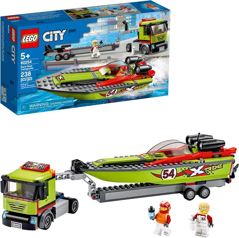 Photo 1 of LEGO City Race Boat Transporter 60254 Race Boat Toy, Fun Building Set for Kids (238 Pieces)