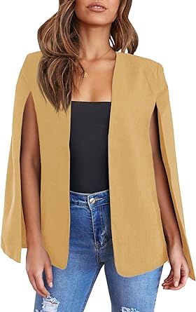 Photo 1 of Cicy Bell Womens Cape Blazer Jackets Casual Split Long Sleeve Open Front Work Cape Blazer Coat XXL