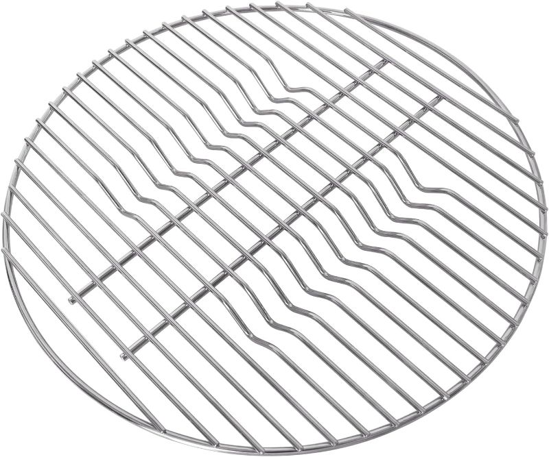 Photo 1 of KAMaster 17" BBQ High Heat Stainless Steel Big Charcoal Fire Grate Fits for XL Size Green Egg and 22" Weber Kettle Grill Charcoal Grate Replacement Accessories (17",V-Shaped Bottom) 