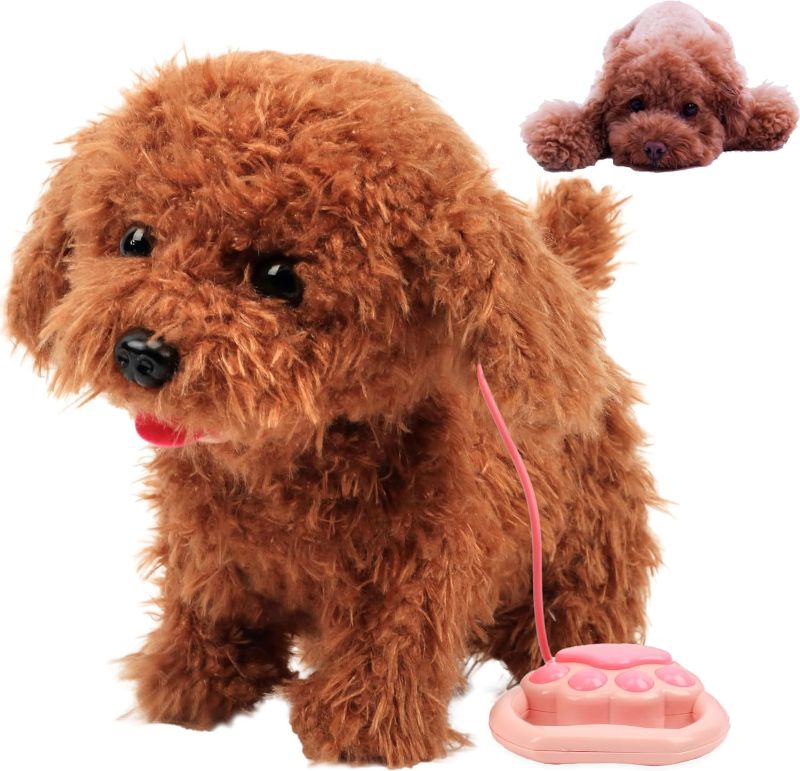 Photo 1 of Cuteoy Electric Musical Teddy Dog Toy with Clothes Remote Control Walking Nodding Pet Puppy Stuffed Animal Barks Wags Tail Plush Interactive Gifts for Kids,10"