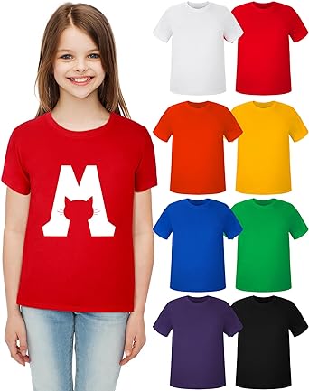 Photo 1 of ramede 8 Pcs Youth T Shirt Novelty More Sublimation Blank T Shirt Short Sleeve Crew Neck Sublimation Shirts for Printing DIY Team Group T Shirt for Girls Unisex Teen, 8 Colors Multicolor 