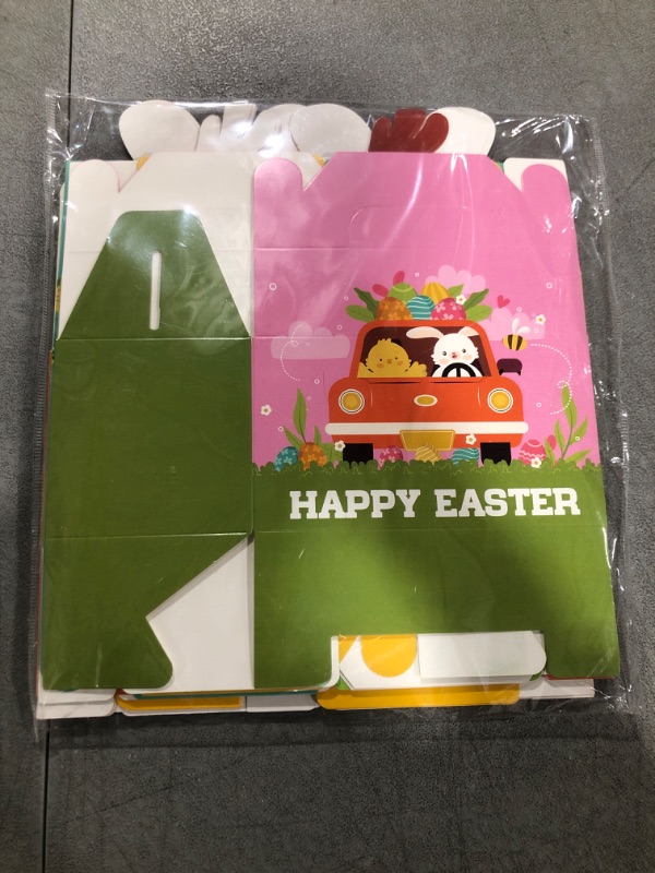 Photo 2 of 12 Pack Easter Decorative Gift Box Treat Boxes, 6.2 x 3.5 x 3.5inch Egg Bunny Chicken Colorful Bags Paper Boxes for Easter Basket Stuffers Party Favor Gifts Easter 12 Boxes