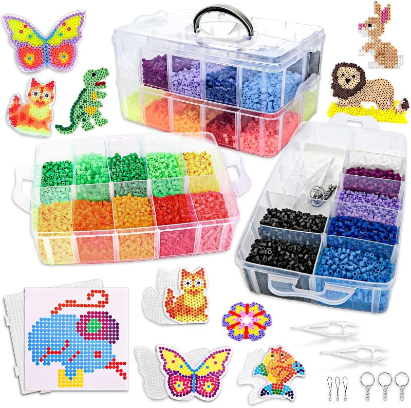 Photo 1 of Quefe 13000 5mm Fuse Beads Kit - 16 Colors 4 Pegboards - Melty Beads Set, Arts and Crafts, Gifts Ideas
