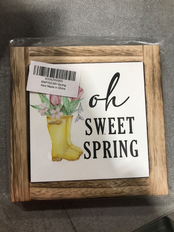 Photo 1 of Spring Wood Sign, Oh Sweet Spring, Box Wood Plaques Desk Décor, Tulip Decor, Farmhouse Wood Sign, Decorative Wood Table Sign, Spring Decor Sign for Home Office, Front Door Decor for Porch