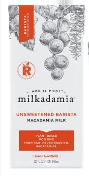 Photo 1 of milkadamia Macadamia Milk - Unsweetened Barista - 32 Fl Oz - Lactose Free Milk, Vegan Shelf Stable Milk, Plant Based Non Dairy Milk, Organic Dairy Free Macadamia Nut Milk