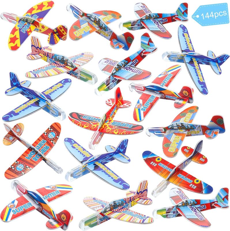 Photo 1 of Libima 144 Pcs Foam Airplanes Toy for Kids Bulk Glider Planes Outdoor Flying Toys Airplane Party Favors Individually Wrapped Foam Plane Kit for Birthday Party Carnival Classroom Prizes 