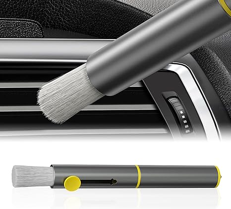 Photo 1 of 1 PC Car Interior Cleaning Brush, 2-in-1 Portable Window Breaker Safety Hammer Detail Brush, Dust Removal Brush/Glass Breaker Tool, Auto Universal Emergency Escape & Cleaning Suppli (Gray)