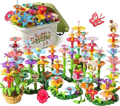 Photo 1 of TEMI 224 PCS Flower Garden Building Toys for Girls Toys, Educational STEM Toy and Preschool Garden Play Set for Toddlers 3 4 5 6 7 Year Old Kids Boys Girls, Flower Stacking Toys for Kids Age 3-6