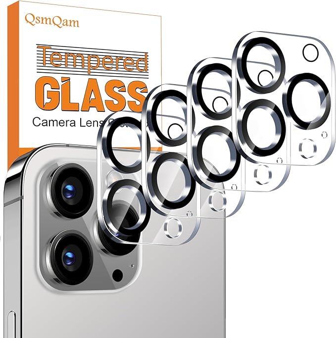 Photo 1 of 4 Pack Camera Lens Protector for iPhone 15 Pro Max 6.7" / iPhone 15 Pro 6.1", Tempered Glass Camera Cover, HD Clear, Anti-Scratch, Strong Adhesion, [Does not Affect Night Shots]