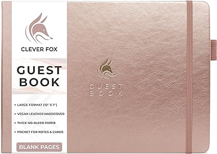 Photo 1 of Clever Fox Guest Book – Blank Sign in Guestbook for Party, Wedding Reception, Baby Shower, Bridal Shower, Funeral, Event – Blank Signing Book for Guests – 128 Blank Pages, Large Format - Rose Gold