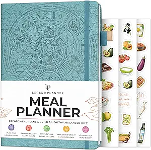Photo 1 of Legend Meal Planner – Weekly Meal Prep & Nutrition Journal with Grocery List & Weight Loss Tracker – Diet & Wellness Diary Log – Undated 12-Month Food Notebook – Hardcover, A5 Size (Aquamarine)