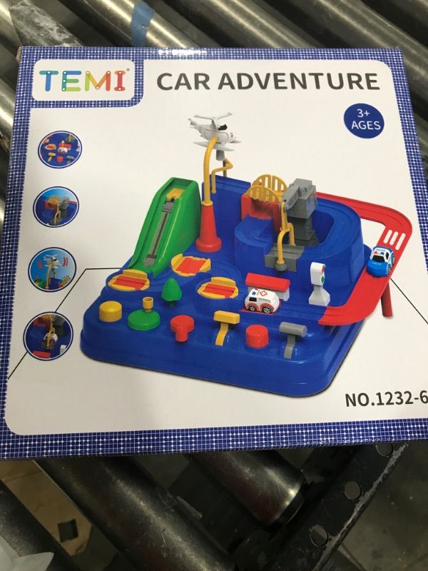 Photo 2 of TEMI Kids Race Track Toys for Boy Car Adventure Toy for 3 4 5 6 7 Years Old Boys Girls, Puzzle Rail Car, City Rescue Playsets Magnet Toys w/ 3 Mini Cars, Preschool Educational Car Games Gift Toys BLUE