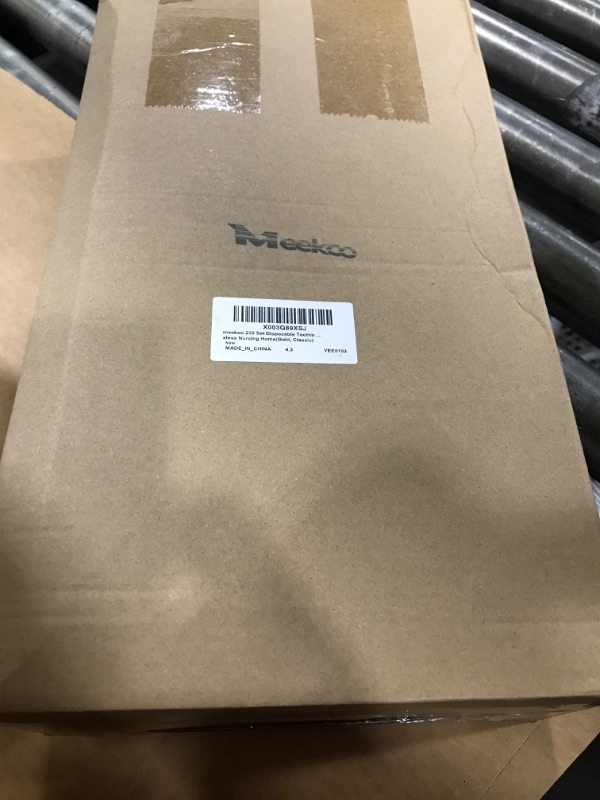 Photo 1 of meekoo 200 Set Disposable Toothbrush with Toothpaste Individually Wrapped Travel Toothbrush Kit Homeless Hygiene Kit Bulk for Travel Hotel Shelter Homeless Nursing Home(Gold, Classic) Classic Gold