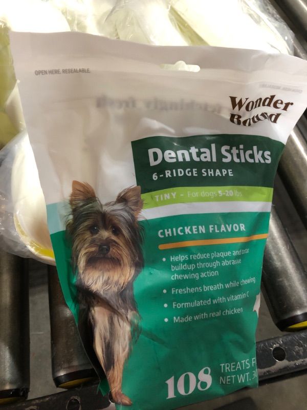 Photo 2 of Amazon Brand - Wonder Bound Chicken Flavor Dental Sticks, Tiny, 108 Count Chicken Tiny Dogs (5 - 20 lbs) exp aug 2024 
