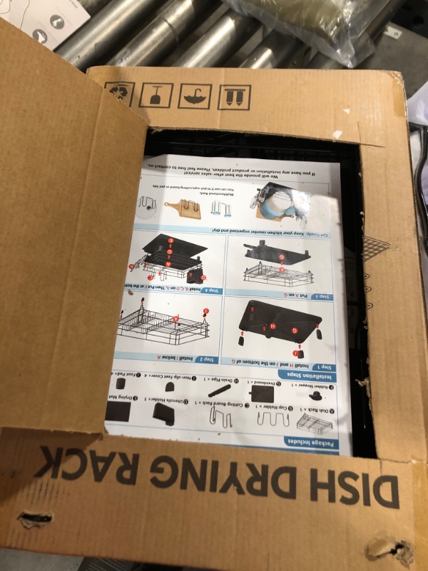 Photo 1 of MAJALiS Dish Drying Rack with Drainboard Set, Large Dish Drainers for Kitchen Counter, Rust-Proof Drying Rack with Utensil Holder and Dryer Mat, Kitchen Dish Strainer Rack (Black - One Tier) One Tier-black