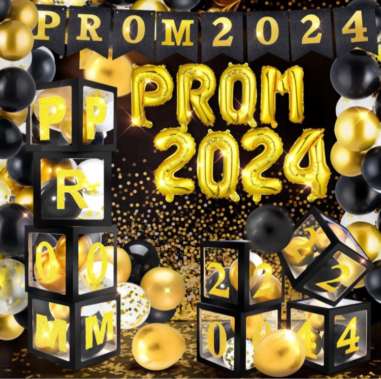 Photo 1 of 106 Pcs Prom 2024 Decoration Set Balloons Boxes Column with Cards Prom