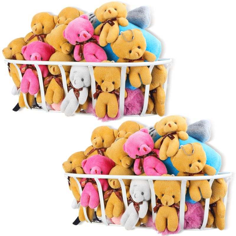 Photo 1 of 2 Pcs Stuffed Animal Storage for Plushie Toys Iron Storage Basket Nursery Wall Organizer