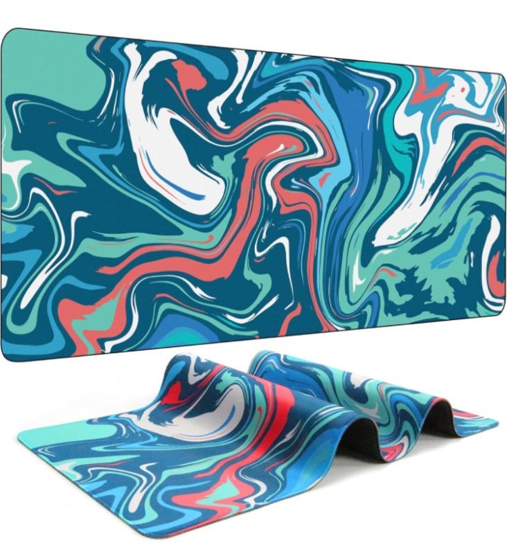 Photo 1 of Marbled Design Fluid Pattern Gaming Mouse Pad Extended Big Mouse Pad 35.5"L*15.8"W