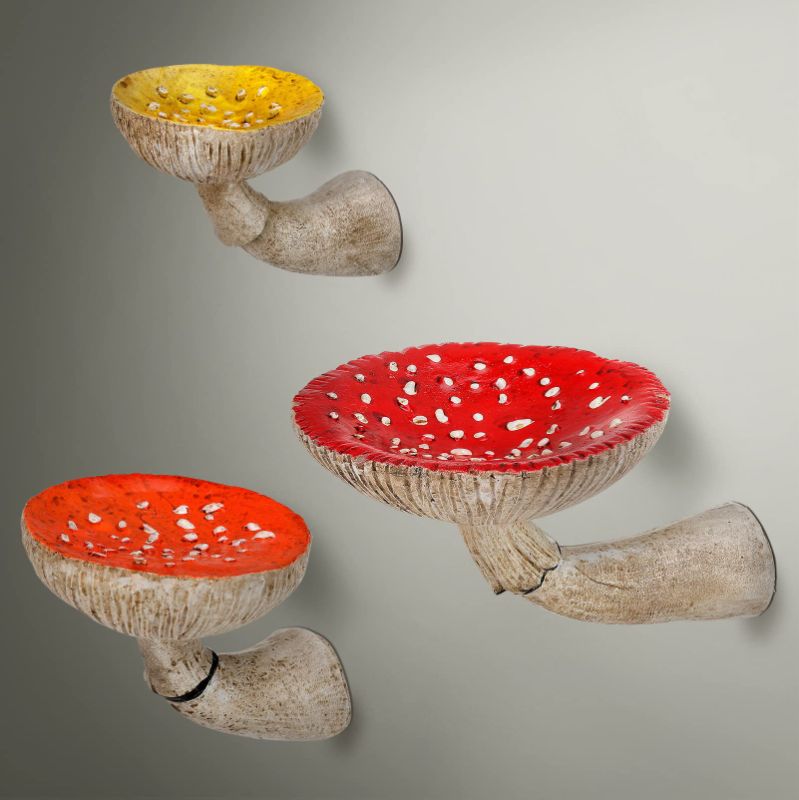 Photo 1 of Cute Mushroom Wall Floating Shelf Whimsical Mushroom Room Decor  (3 Pcs, Mixed Sizes)