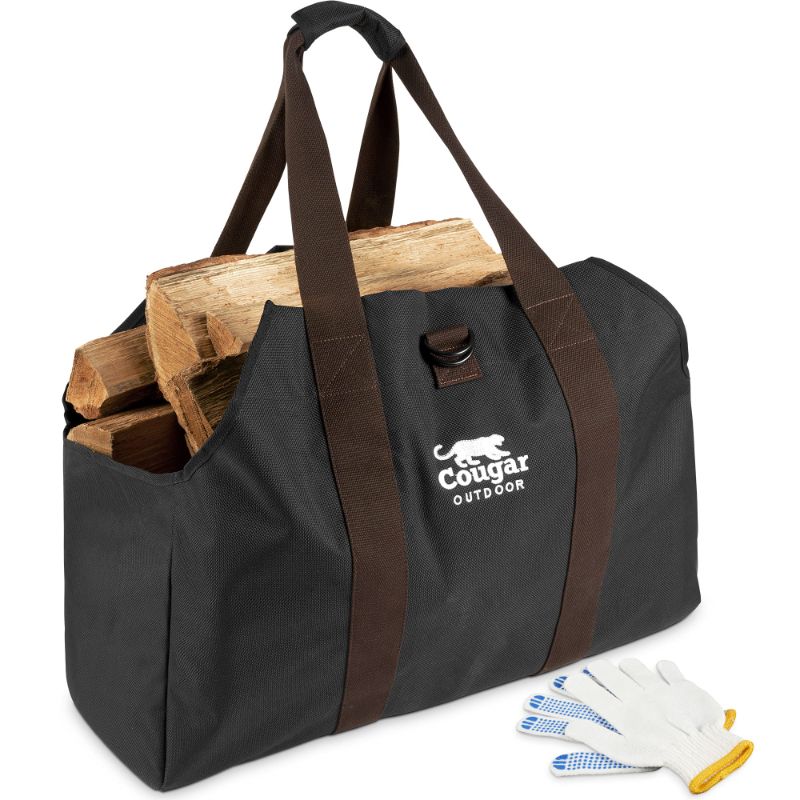Photo 1 of Firewood Carrier - Log Carrier (Black), Waterproof, Canvas Wood Carrying Bag