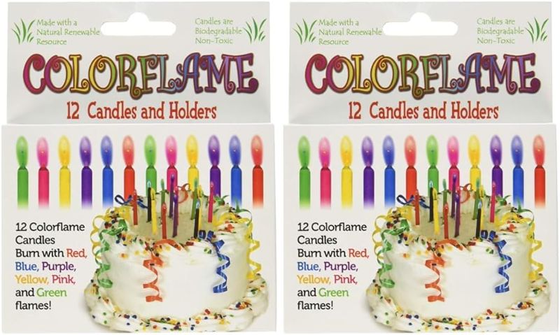 Photo 1 of (2 pack) Colorflame Birthday Candles with Colored Flames