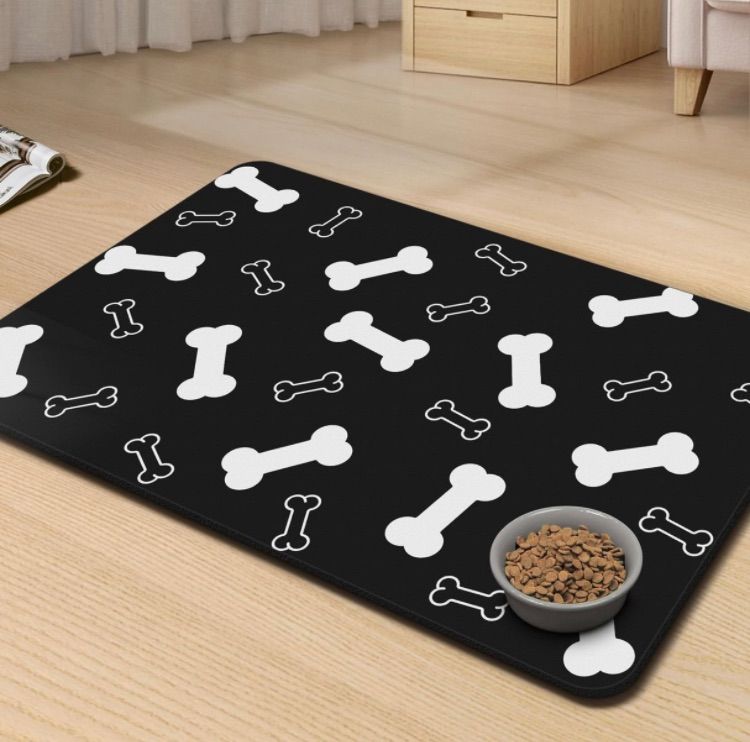 Photo 1 of Dog Mat for Food and Water, Pet Feeding Mat for Dog and Cat, Mat-Absorbent Quick Dry Dog Mat, 23 x 15"