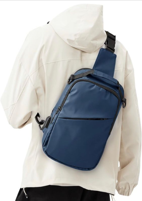 Photo 1 of Blue Sling Crossbody Bag for Mens, Tactical Backpack Shoulder Daypack Mini Anti-Theft Cross Body Bag