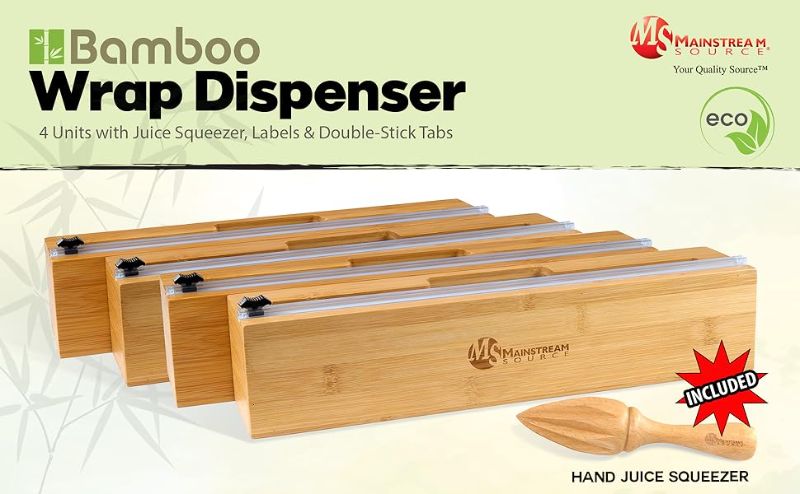 Photo 1 of Mainstream Source® Bamboo Wrap Dispensers – Foil and Plastic Wrap Organizer Set