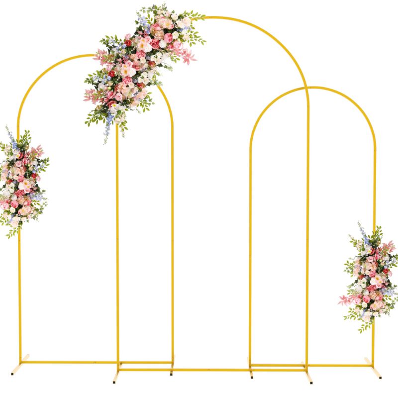 Photo 1 of Fomcet Metal Arch Backdrop Stand Set of 3 Gold Wedding Arch