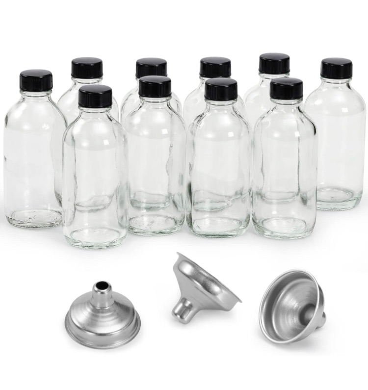 Photo 1 of 10 Pack, 4 oz Small Clear Glass Bottles with Lids