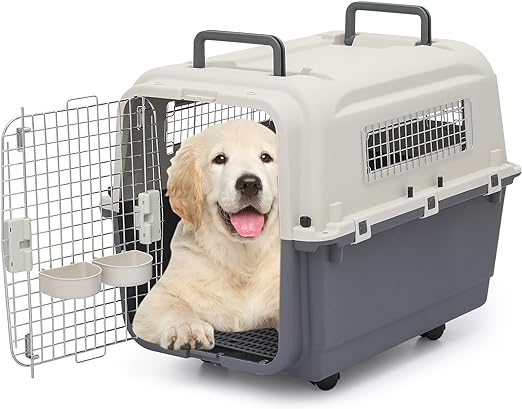 Photo 1 of Magshion 32 Inch Dog Carriers with Detachable Wheels, Durable Hard-Sided Dog and Cat Kennel Travel Carrier