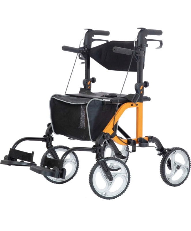 Photo 1 of ELENKER 2 in 1 Rollator Walker & Transport Chair, Folding Wheelchair with 10” Non-Slip Wheels