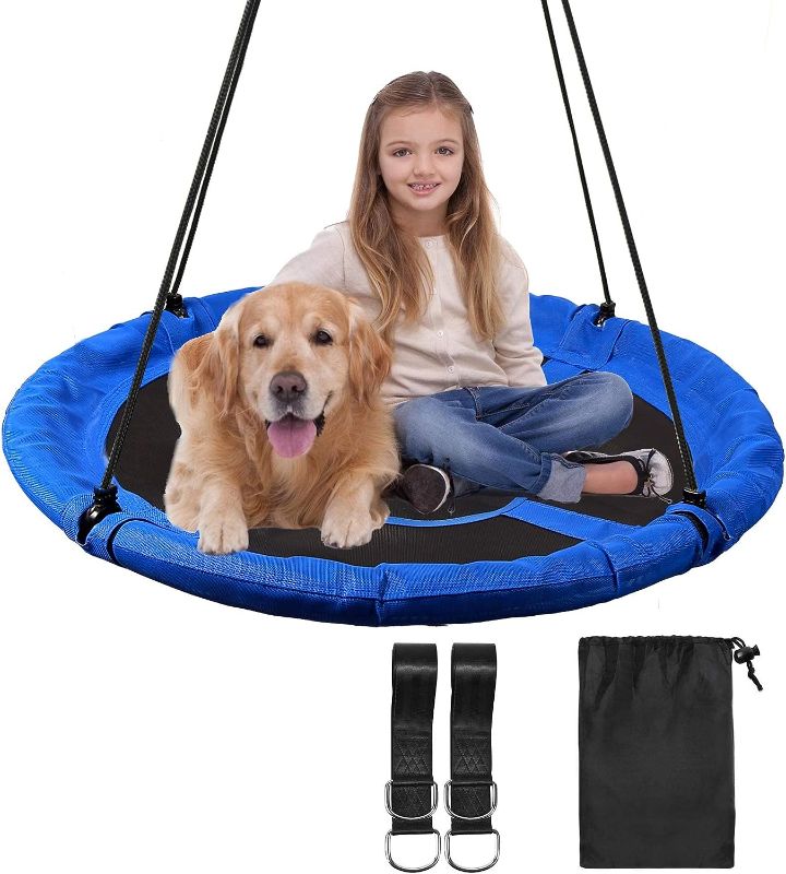 Photo 1 of 43" Flying Saucer Swing for Kids Outdoor, Large Round Tire Swings for Trees and Swingset, Strong Heavy Duty for Outside Playground, 