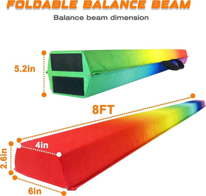 Photo 1 of PreGymnastic 6FT/8FT/9.5FT Folding Balance Beam for Kids 3-12,Foldable Gymnastics Floor Beam-Extra Firm Suede Cover with Carry Bag for Home-Gym Equipment for Toddler Teenage 