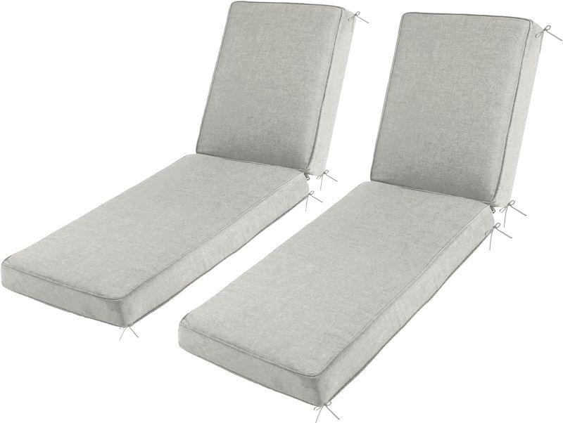 Photo 1 of Sundale Outdoor Olefin Water-Resistant Chaise Lounge Cushions Set of 2, Lounger Pad with Straps, 