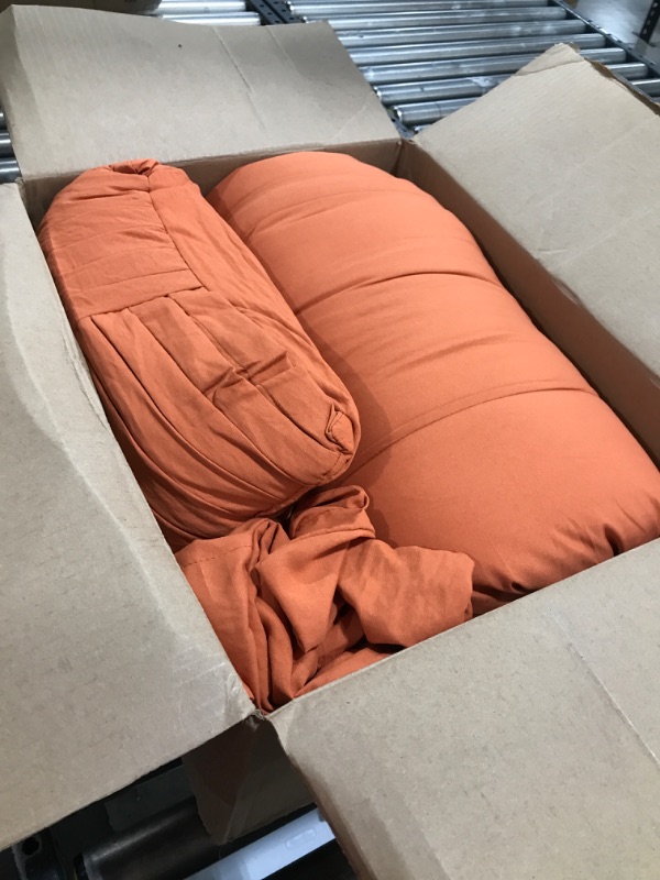 Photo 2 of Bedsure Burnt Orange Queen Comforter Set - 4 Pieces Pinch Pleat Bed Set, Down Alternative Bedding Sets for All Season, Includes 1 Comforter, 2 Pillowcases, and 1 Decorative Pillow Queen 03 - Burnt Orange