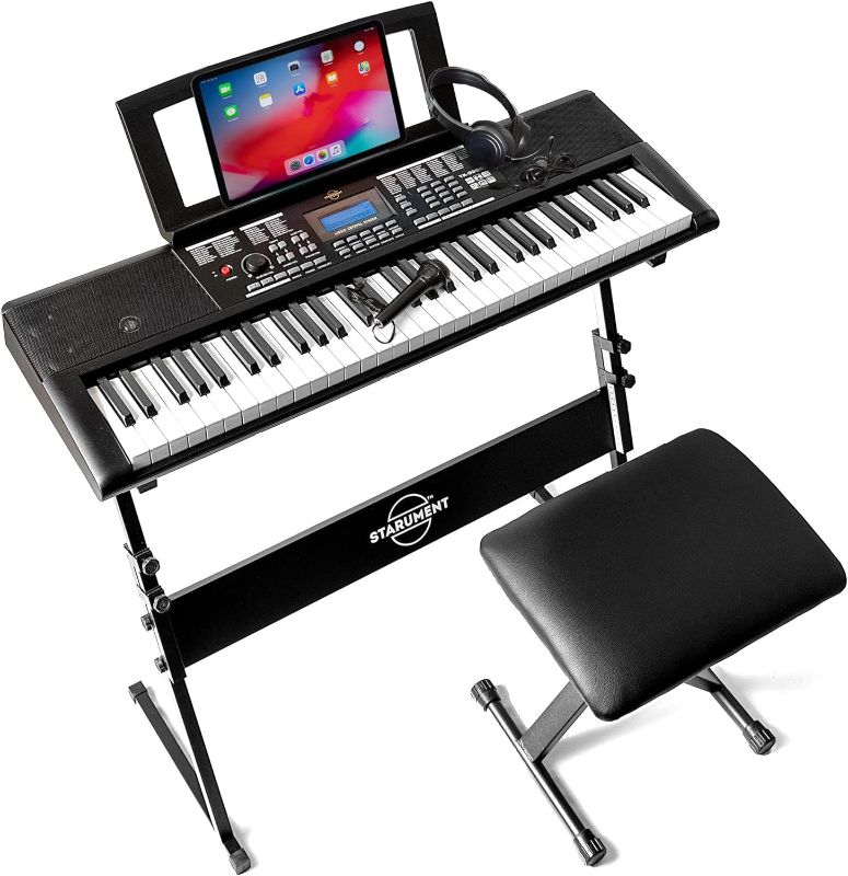 Photo 1 of Starument 61 Key Premium Electric Keyboard Piano for Beginners with Stand, Built-in Dual Speakers, Microphone, Headphone, Bench & Display Panel
